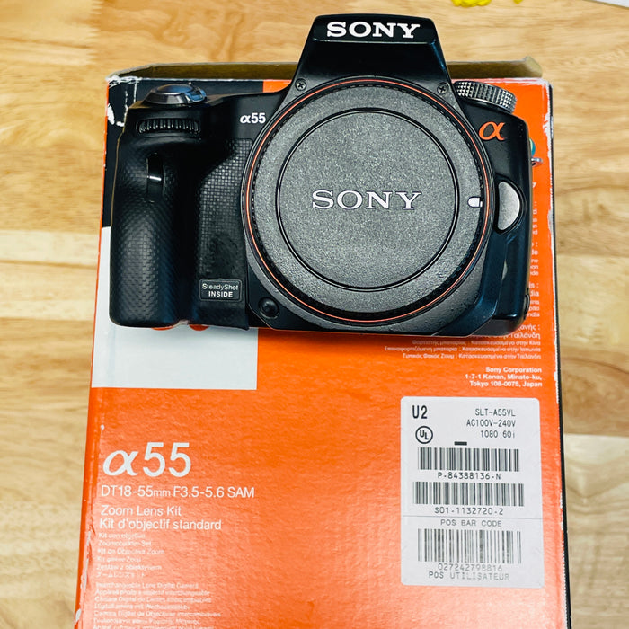 USED Sony Alpha DSLR-SLT-A55 Digital Camera W/18-55mm Lens and extras