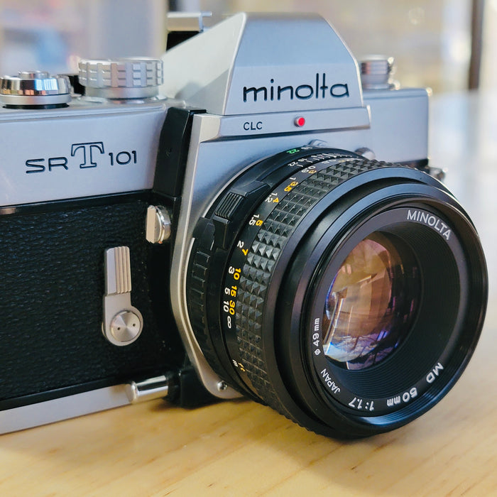 Minolta SRT101 with Minolta MD 50mm 1.7 lens
